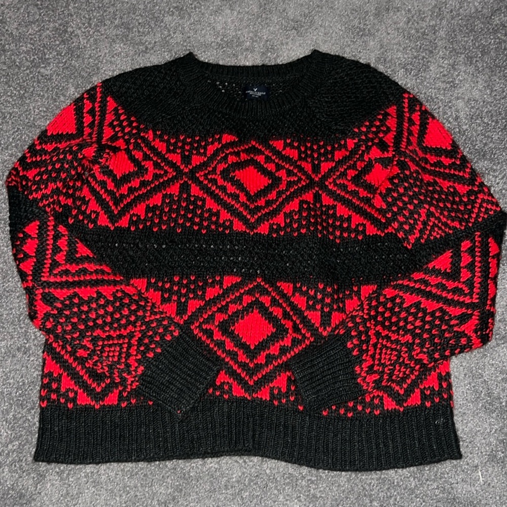 American Eagle red pattern sweater size m